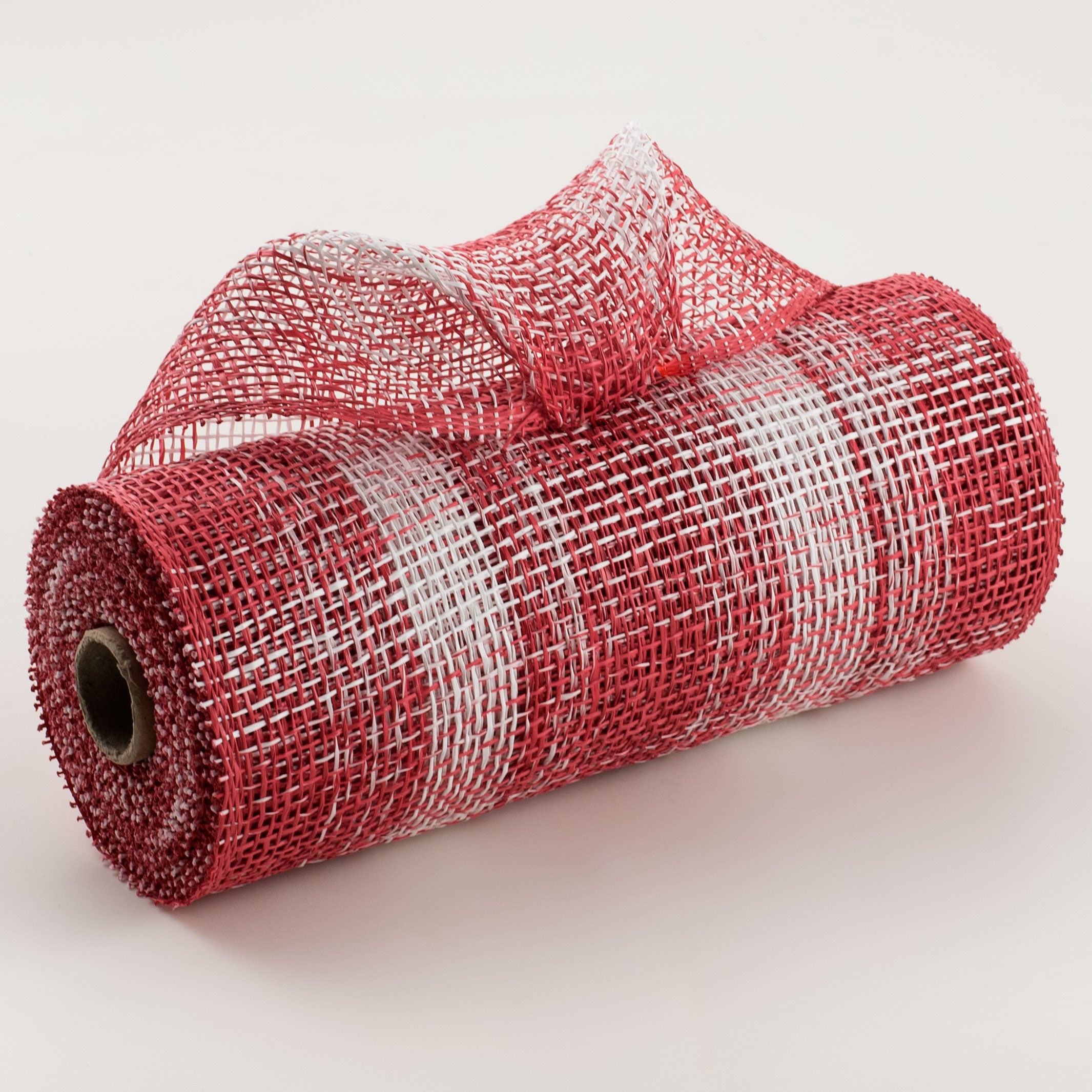 10" Poly Burlap Plaid Mesh: Red & White