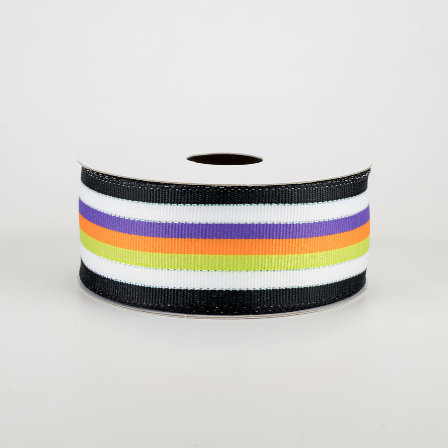 1.5" Stripe Grosgrain Wired Ribbon: Halloween (10 Yards)