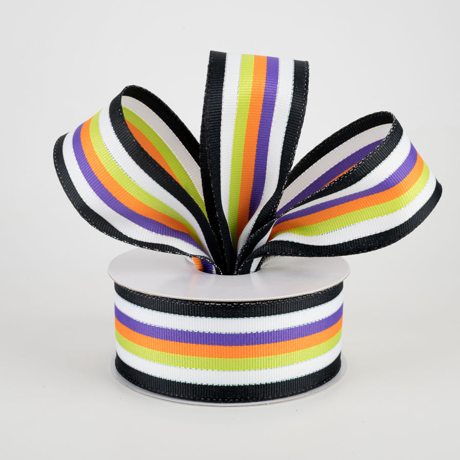 1.5" Stripe Grosgrain Wired Ribbon: Halloween (10 Yards)