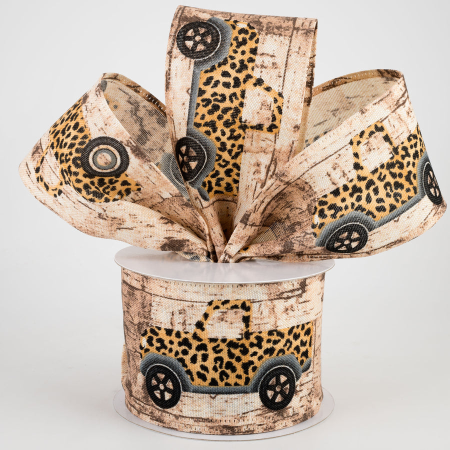 2.5" Cheetah Truck Birch Bark Ribbon (10 Yards)