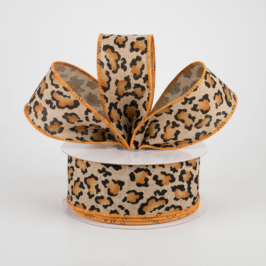 1.5" Metallic Animal Print Ribbon: Light Beige (10 Yards)