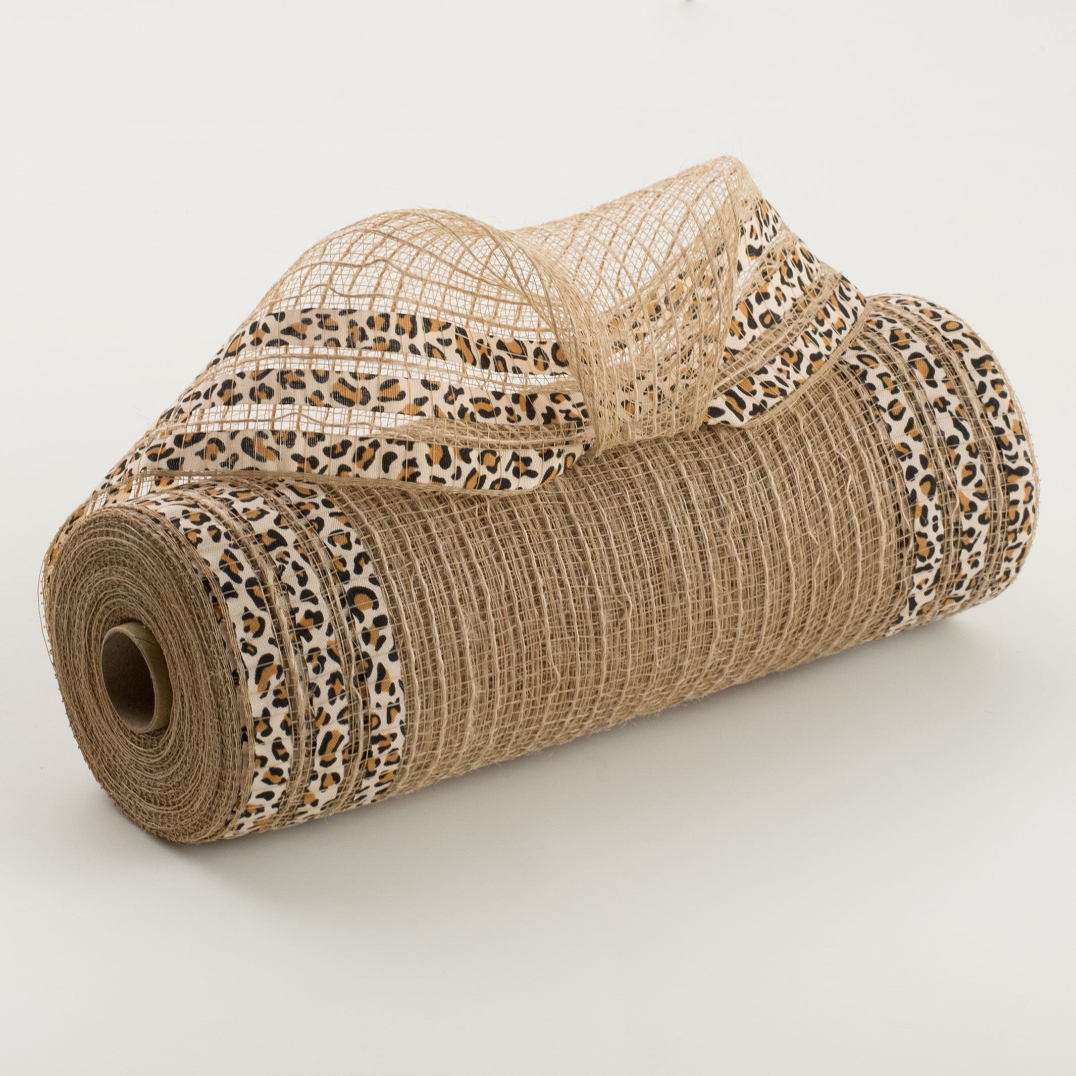 10" Ruffle Patterned Mesh: Natural Jute & Cheetah Print