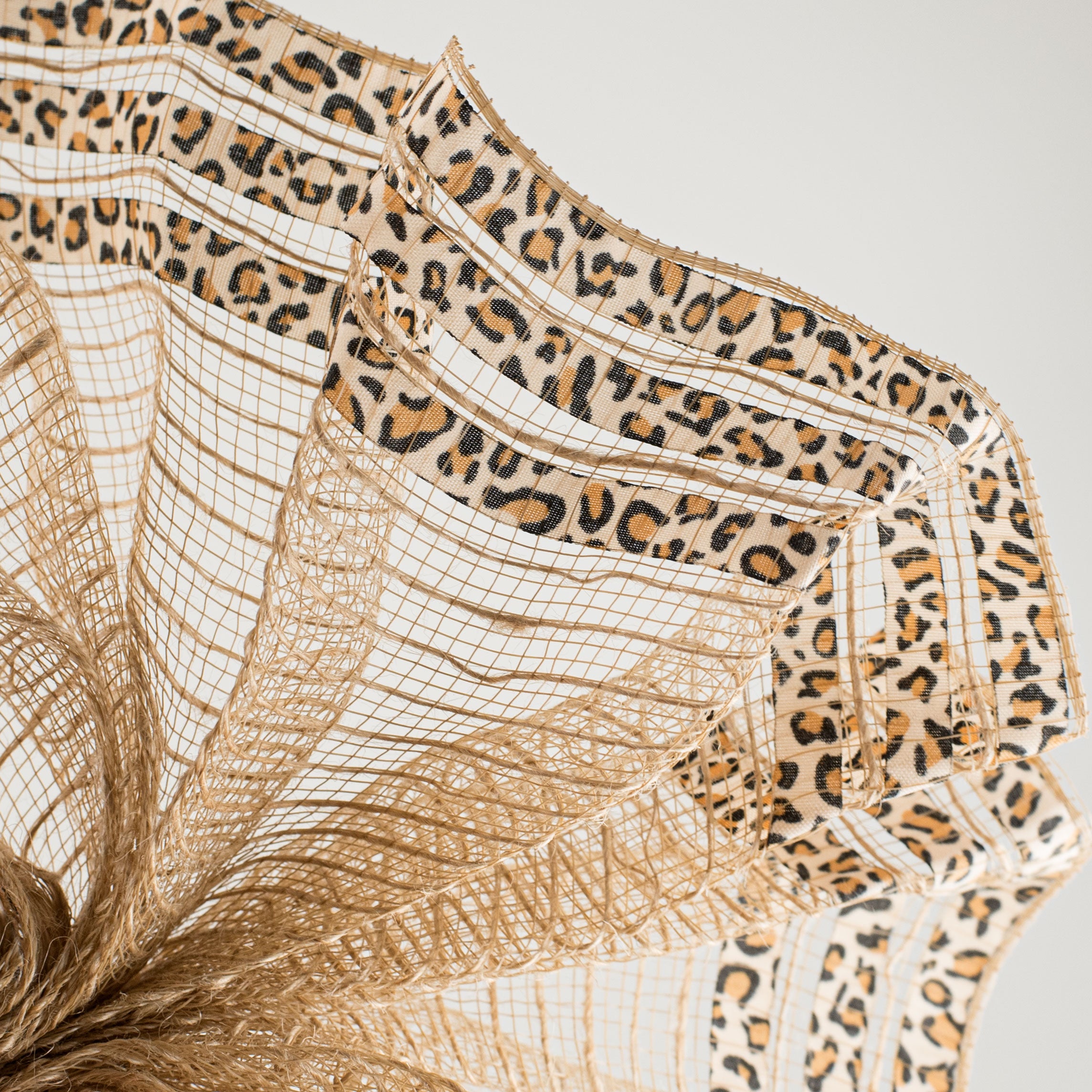 10" Ruffle Patterned Mesh: Natural Jute & Cheetah Print