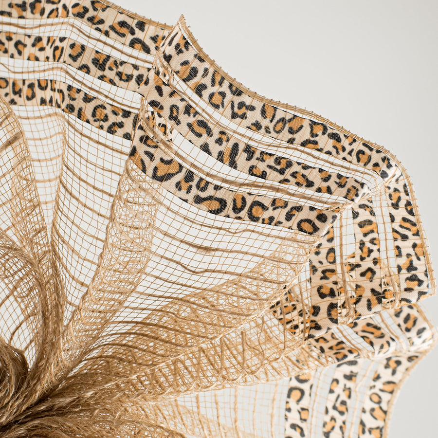 10" Ruffle Patterned Mesh: Natural Jute & Cheetah Print