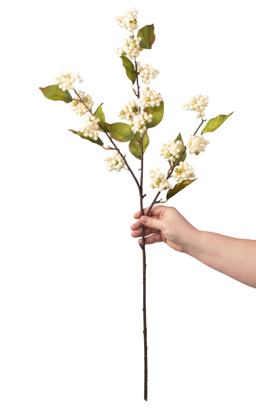 26" Three Stem Berry Spray: Cream