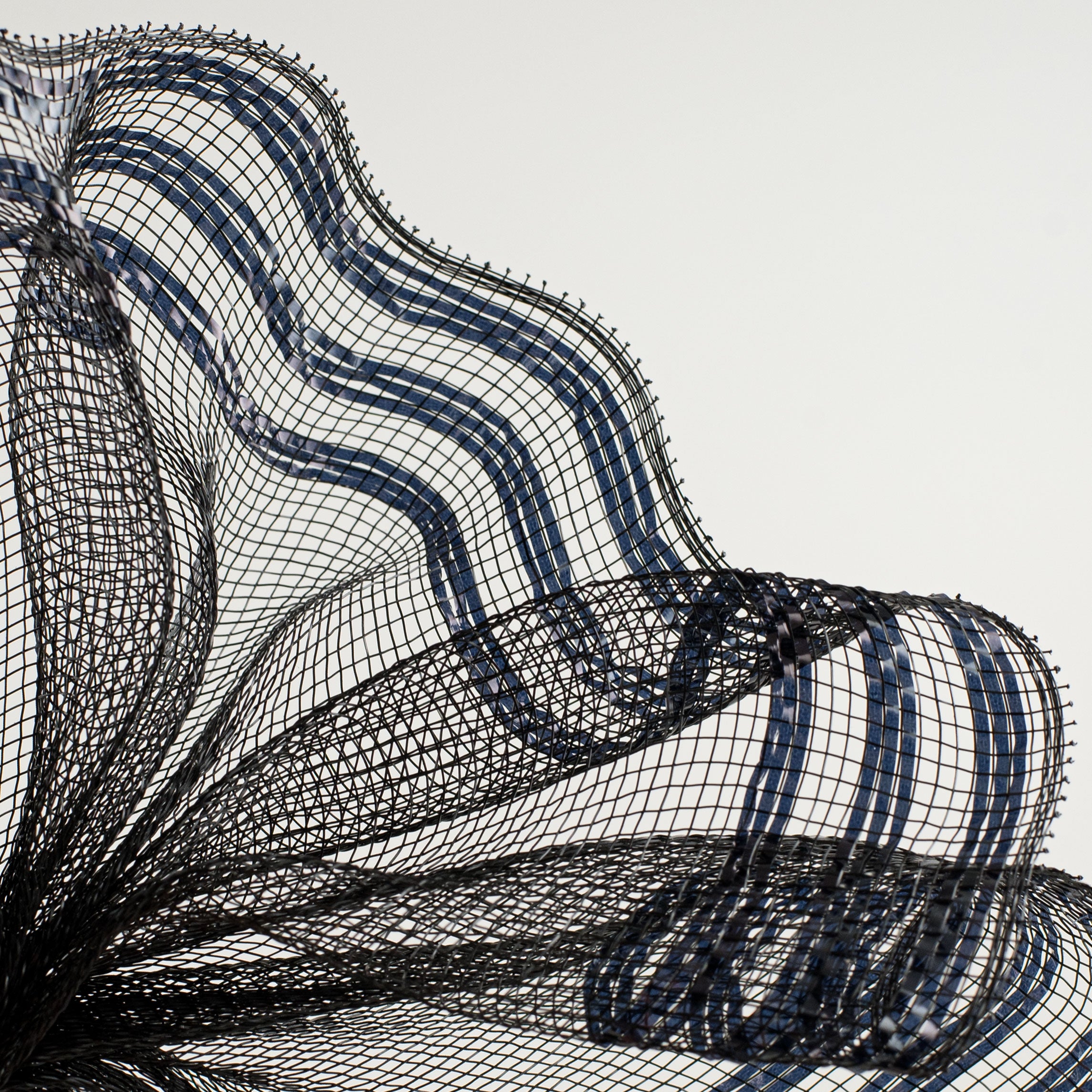 10" Border Stripe Metallic Mesh: Black