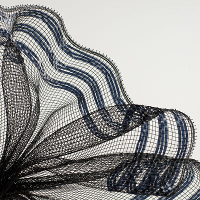 10" Border Stripe Metallic Mesh: Black