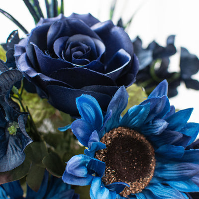 21" Sunflower Rose Hydrangea Bush: Blue