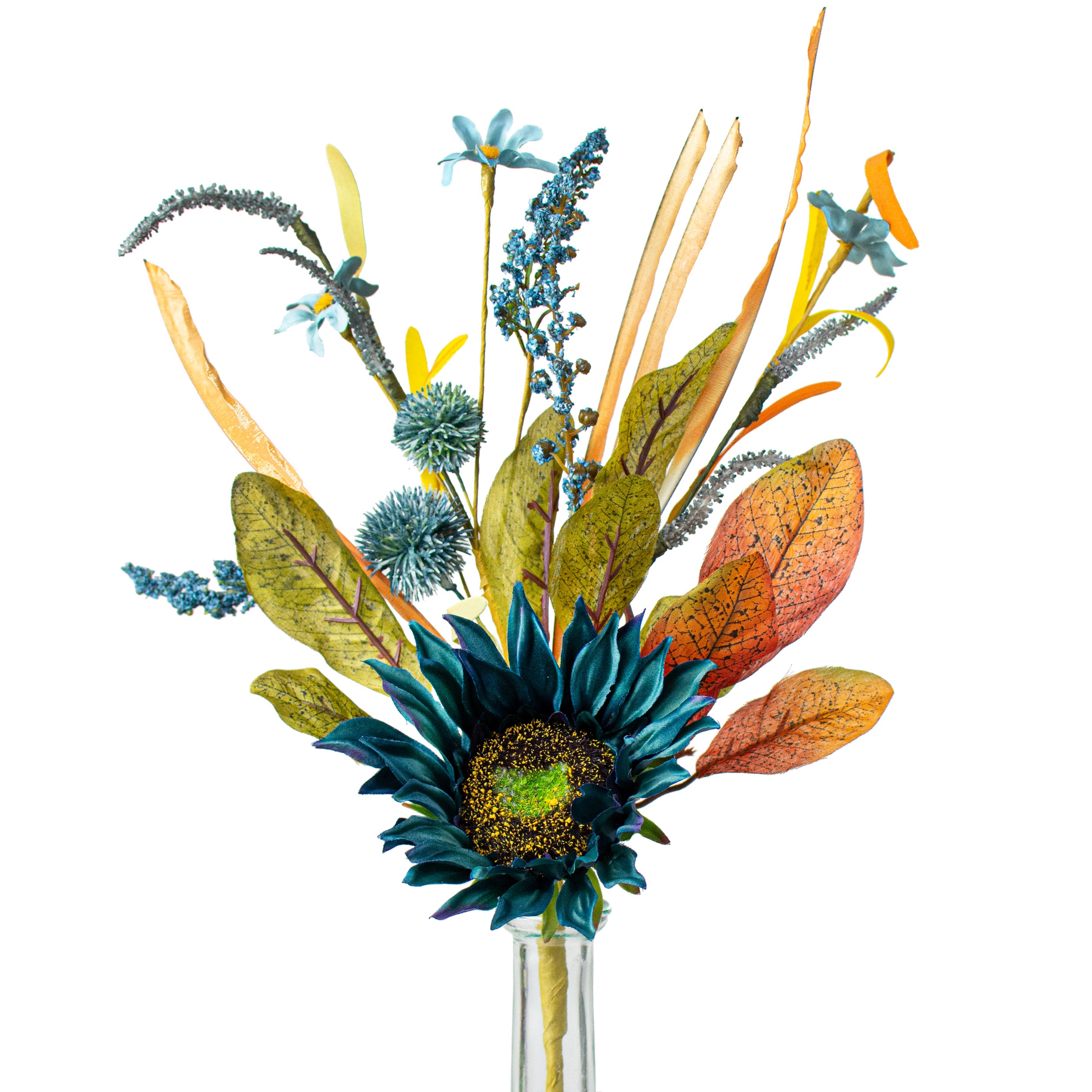 16" Sunflower Pom Pom Pick: Blue