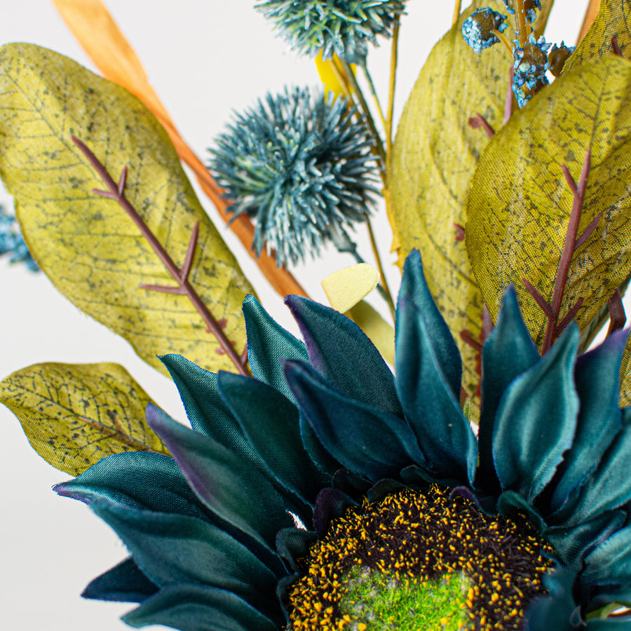 16" Sunflower Pom Pom Pick: Blue