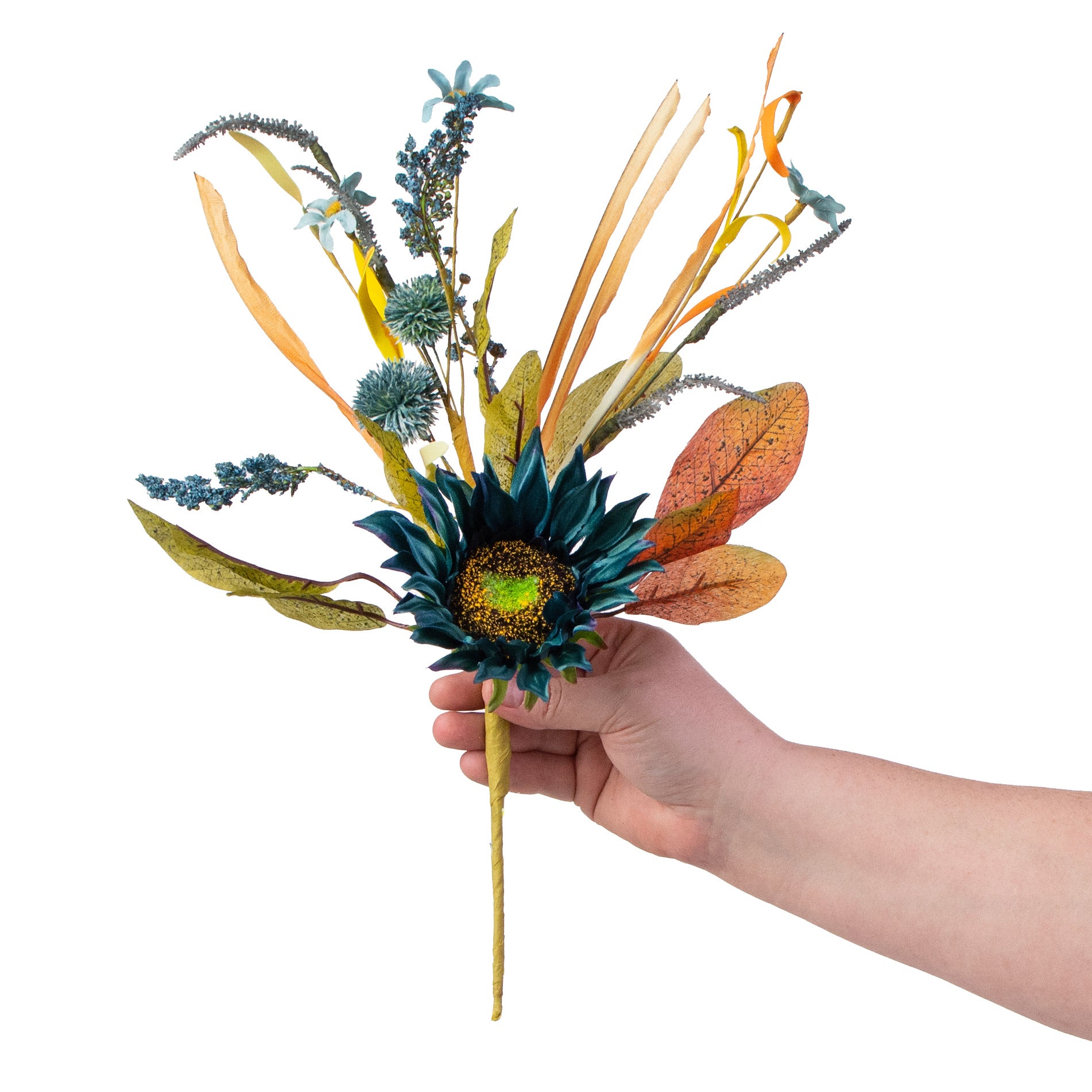 16" Sunflower Pom Pom Pick: Blue