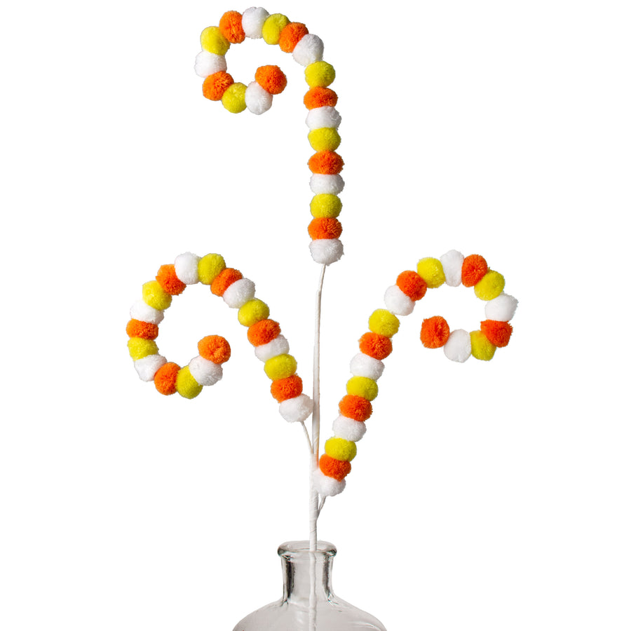 28" Felt Ball Curly Spray: Candy Corn