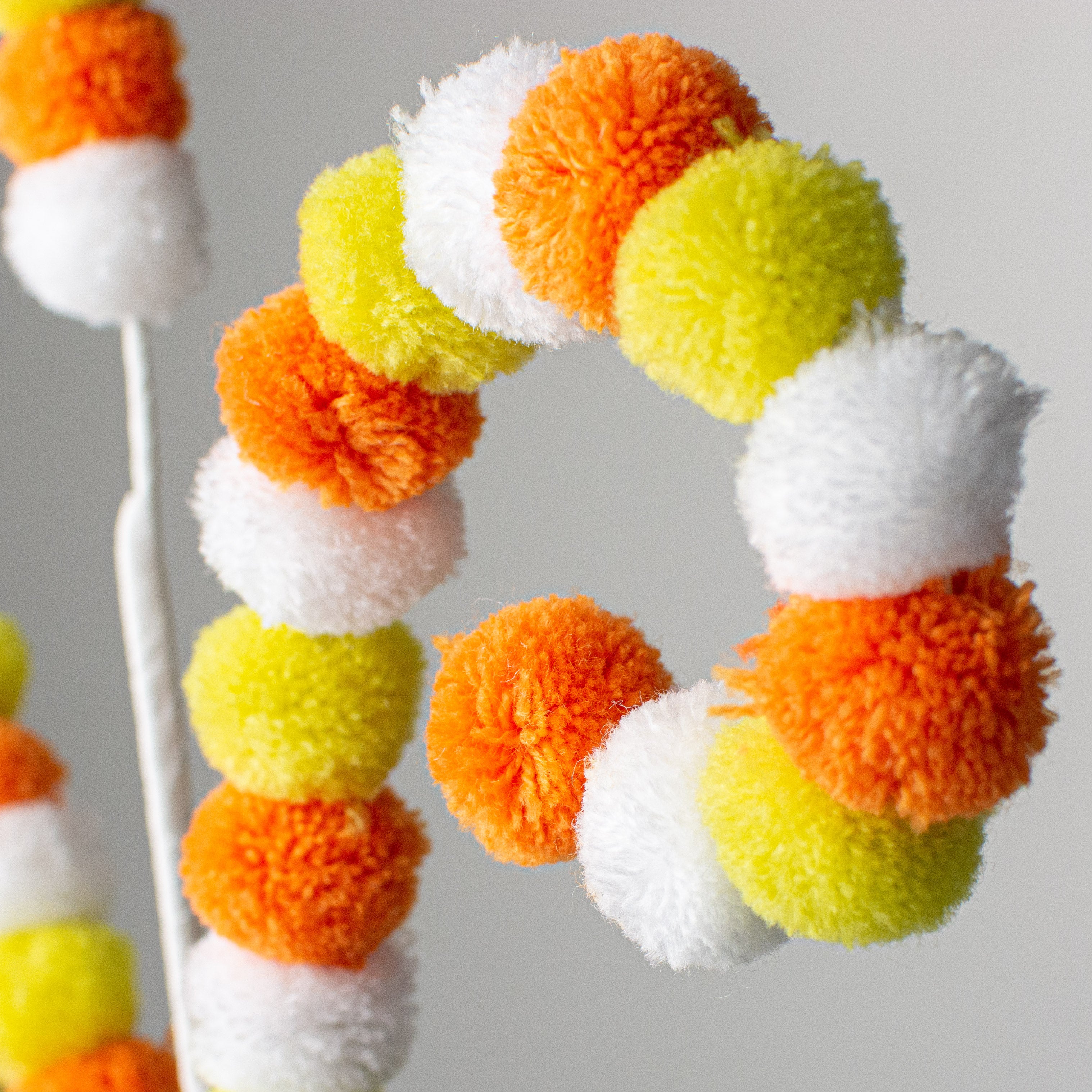 28" Felt Ball Curly Spray: Candy Corn