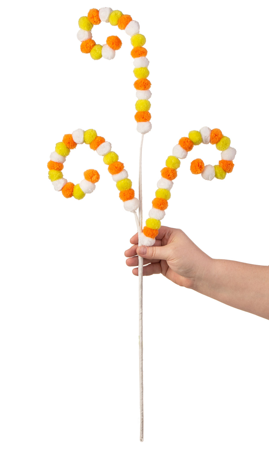 28" Felt Ball Curly Spray: Candy Corn
