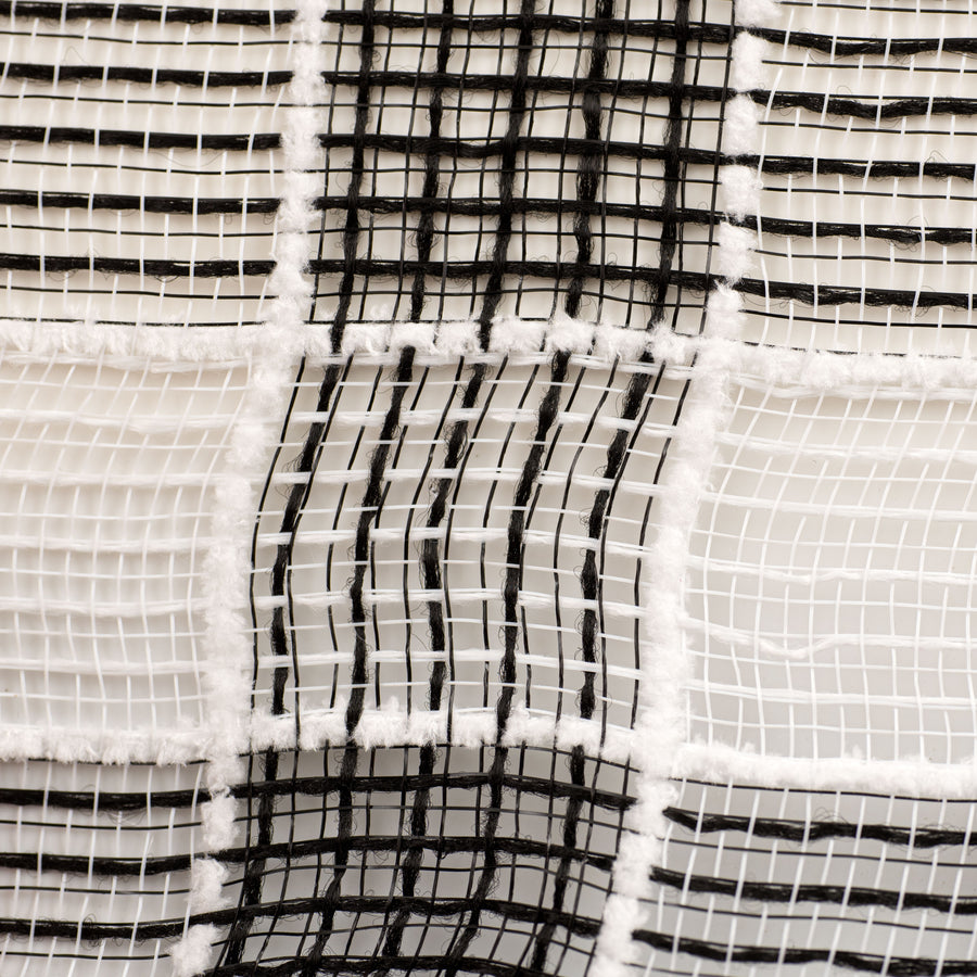 10" Fuzz Snow Check Mesh: Black & White