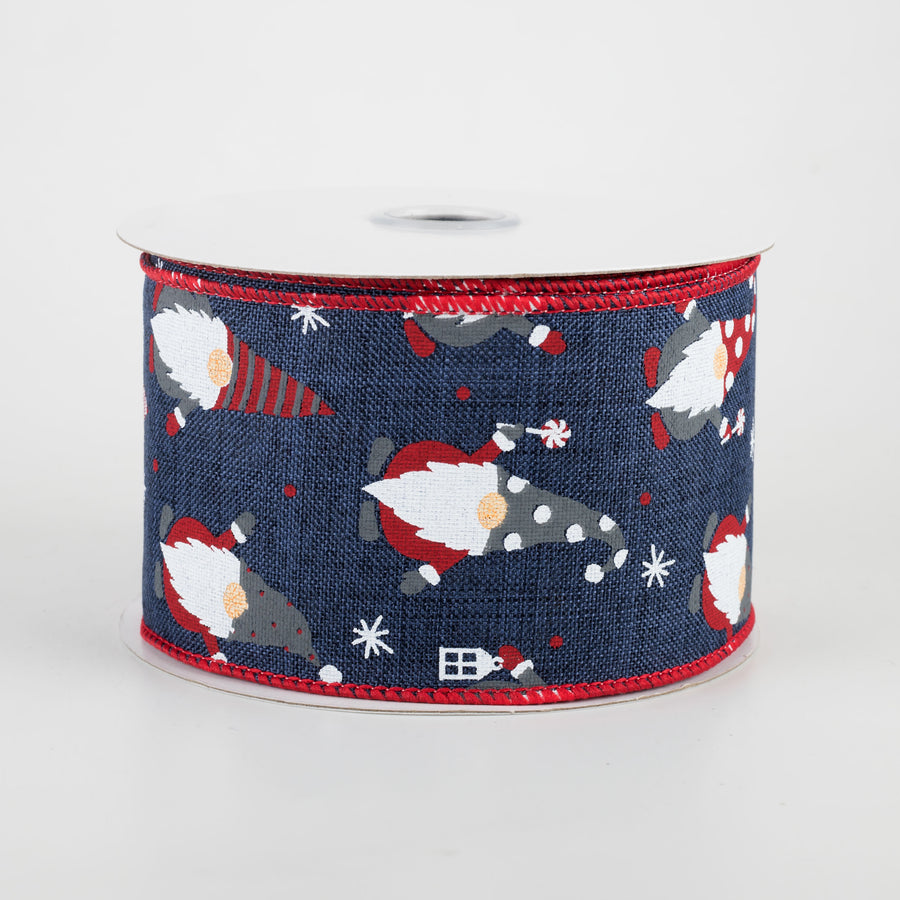 2.5" Christmas Gnomes Ribbon: Navy (10 Yards)