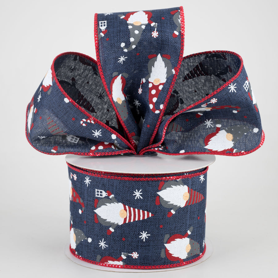 2.5" Christmas Gnomes Ribbon: Navy (10 Yards)
