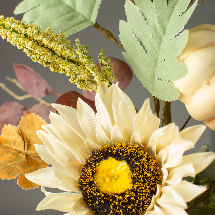 28" Sunflower Pumpkin Eucalyptus Spray: Cream & Mint