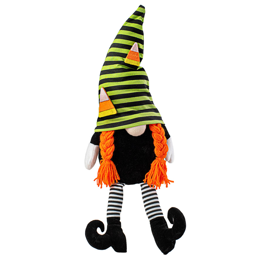 22" Plush Candy Corn Gnome: Green & Black Stripe