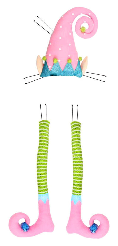 Elf Wreath Accent: Light Pink, Ice Blue, Lime Stripe & Polka Dot (3 Piece)
