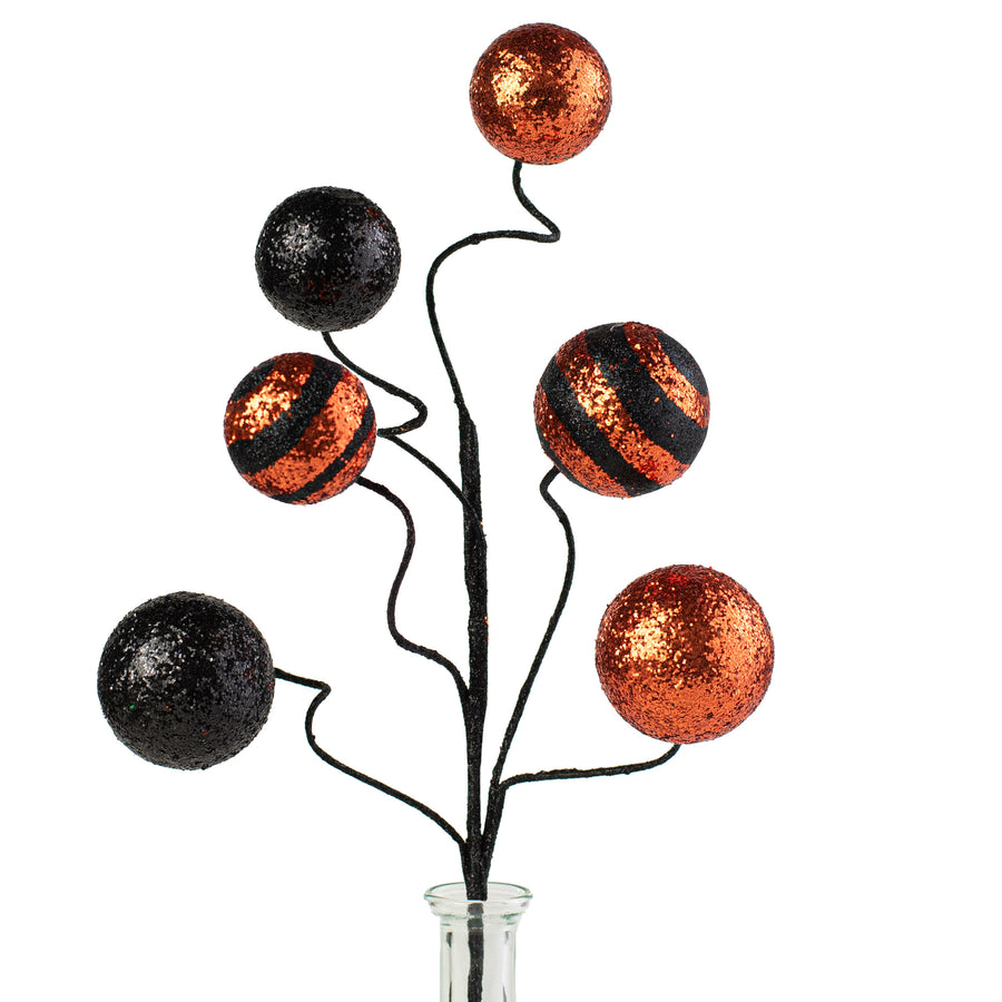 19" Stripe & Solid Glitter Ball Pick: Black & Orange