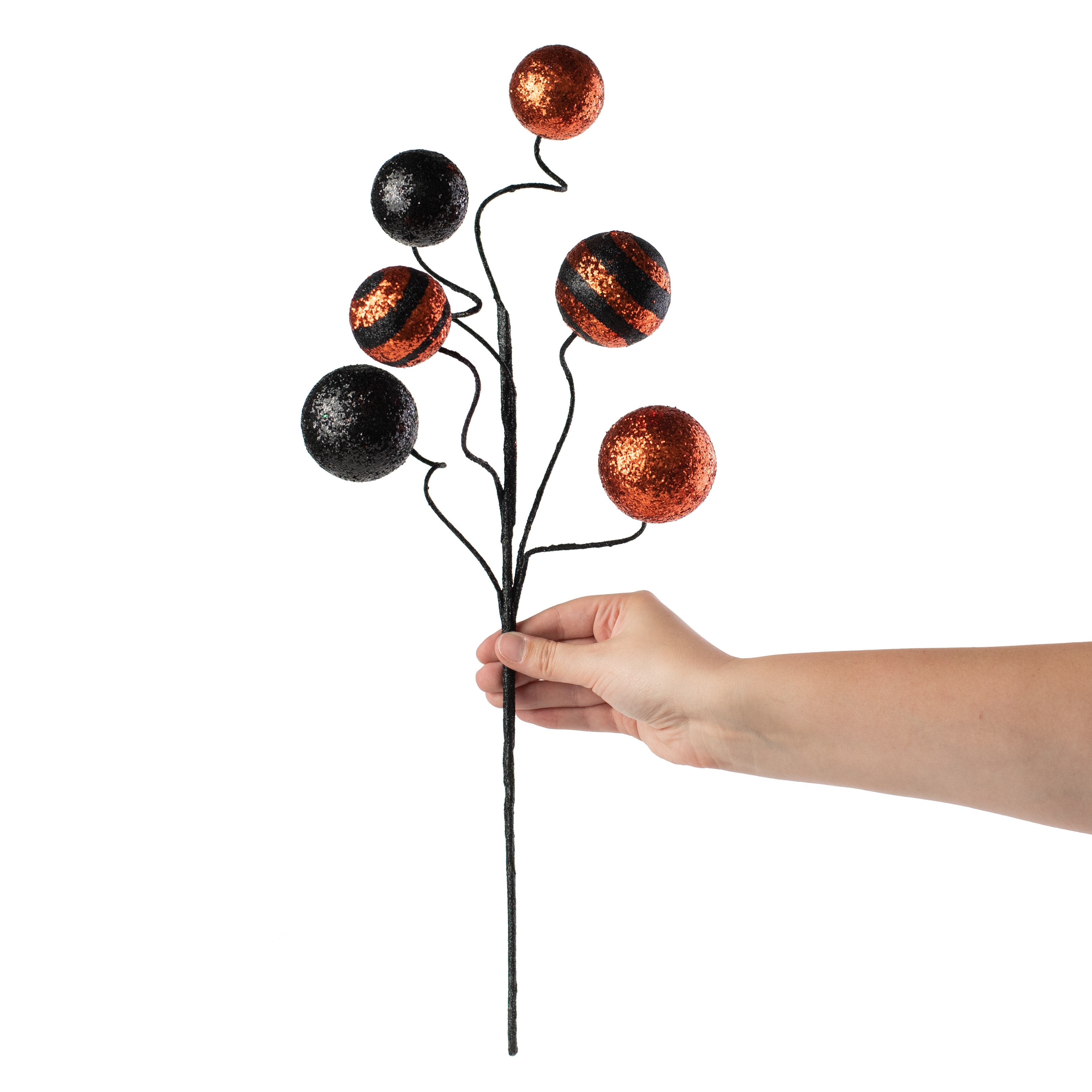 19" Stripe & Solid Glitter Ball Pick: Black & Orange