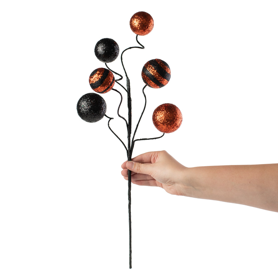 19" Stripe & Solid Glitter Ball Pick: Black & Orange