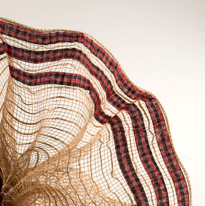 10" Ruffle Patterned Mesh: Natural Jute & Buffalo Plaid Print