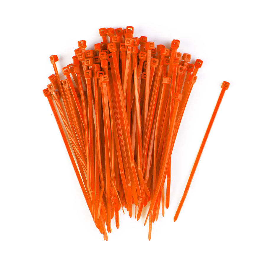 4" Zip Tie: Orange (100)