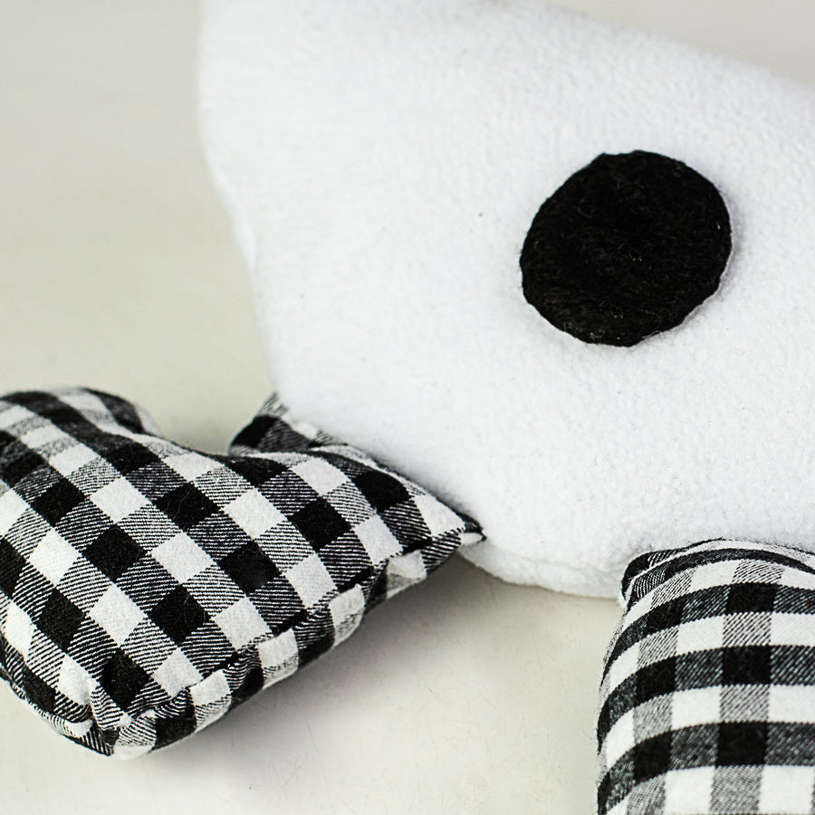 Plush Snowman Wreath Accent: Black & White Check