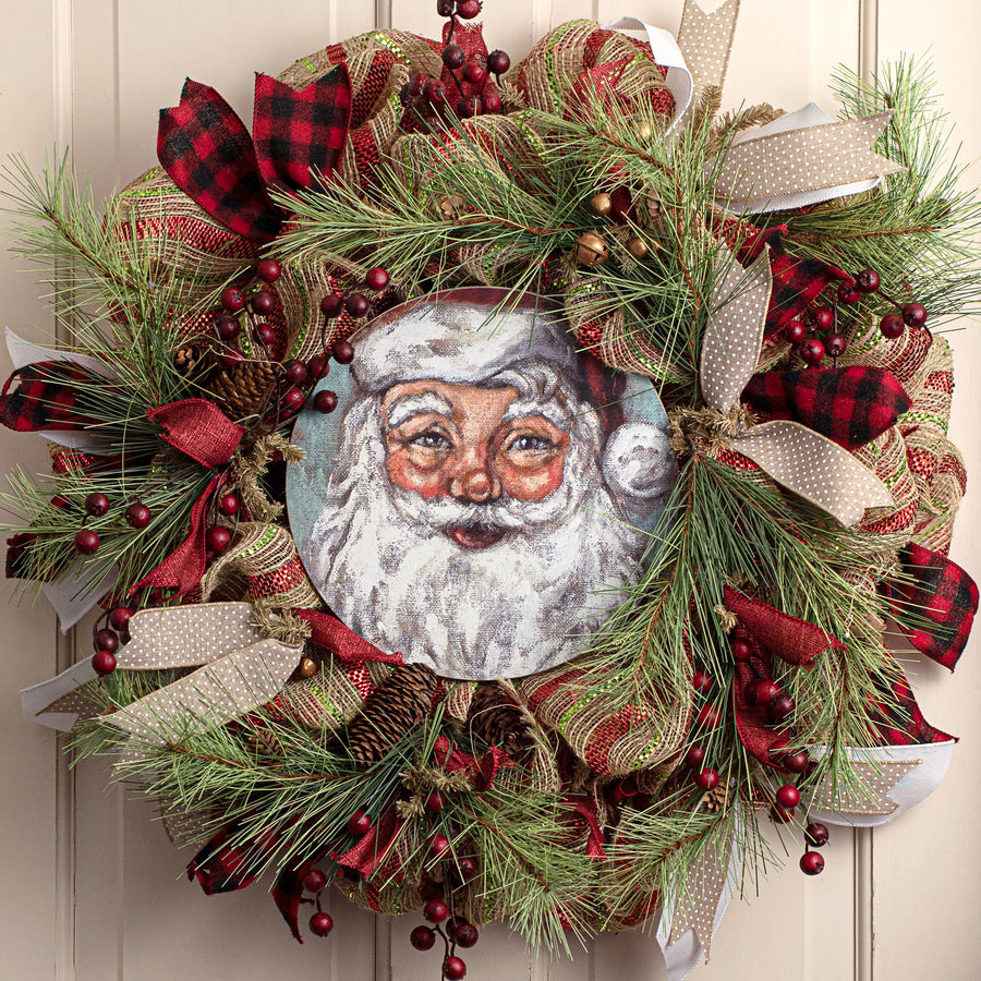 10" Wreath Insert: Smiling Santa