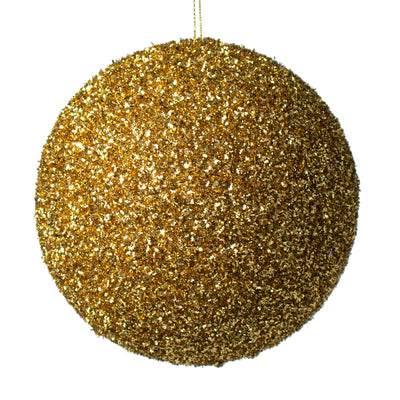 200MM Tinsel Glitter Ball Ornament: Gold