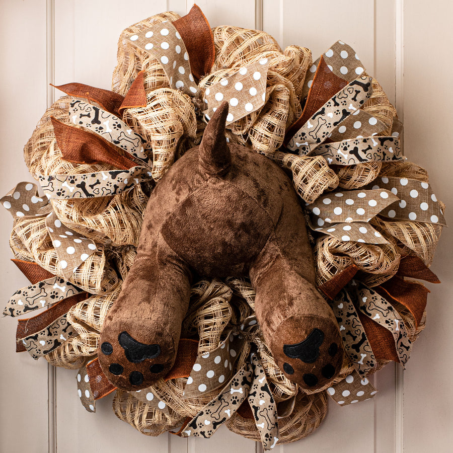 14" Dog Rear Wreath Accent: Brown
