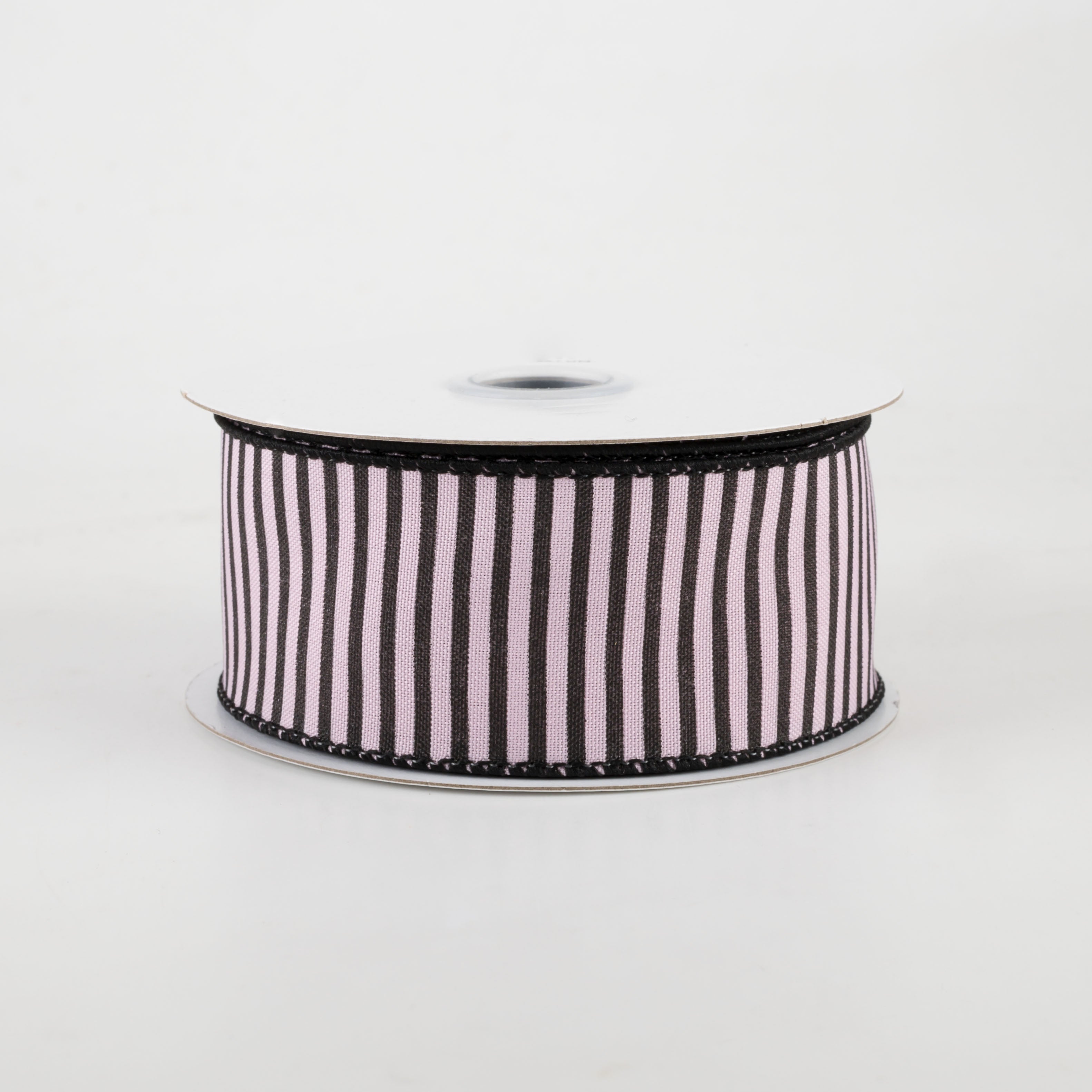 1.5" Horizontal Thin Stripes Ribbon: Light Pink & Black (10 Yards)
