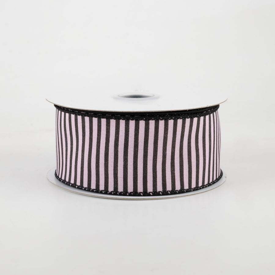 1.5" Horizontal Thin Stripes Ribbon: Light Pink & Black (10 Yards)