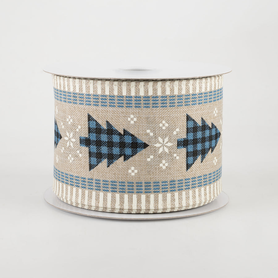 2.5" Buffalo Plaid Christmas Tree Ribbon: Black & Blue (10 Yards)
