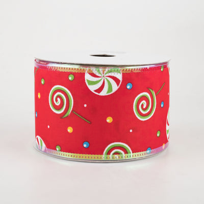 2.5" Whimsy Candy Iridescent Edge Ribbon: Red (10 Yards)