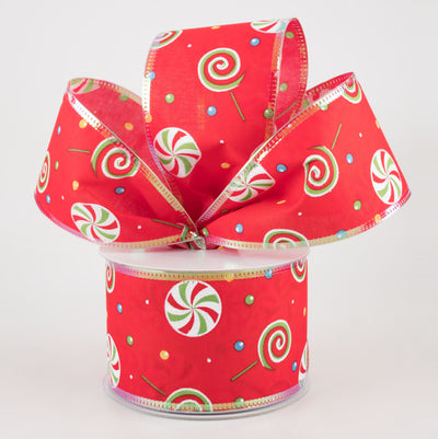 2.5" Whimsy Candy Iridescent Edge Ribbon: Red (10 Yards)