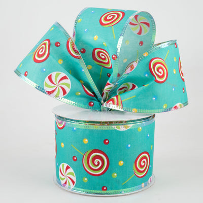 2.5" Whimsy Candy Iridescent Edge Ribbon: Teal (10 Yards)