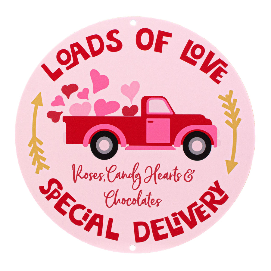 9.4" Round Waterproof Sign: Loads of Love Truck
