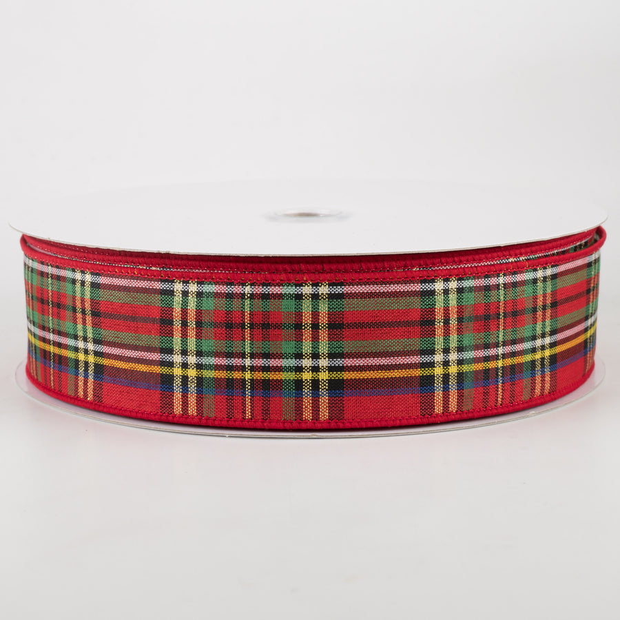 1.5" Traditional Red Tartan Plaid Ribbon (50 Yards)