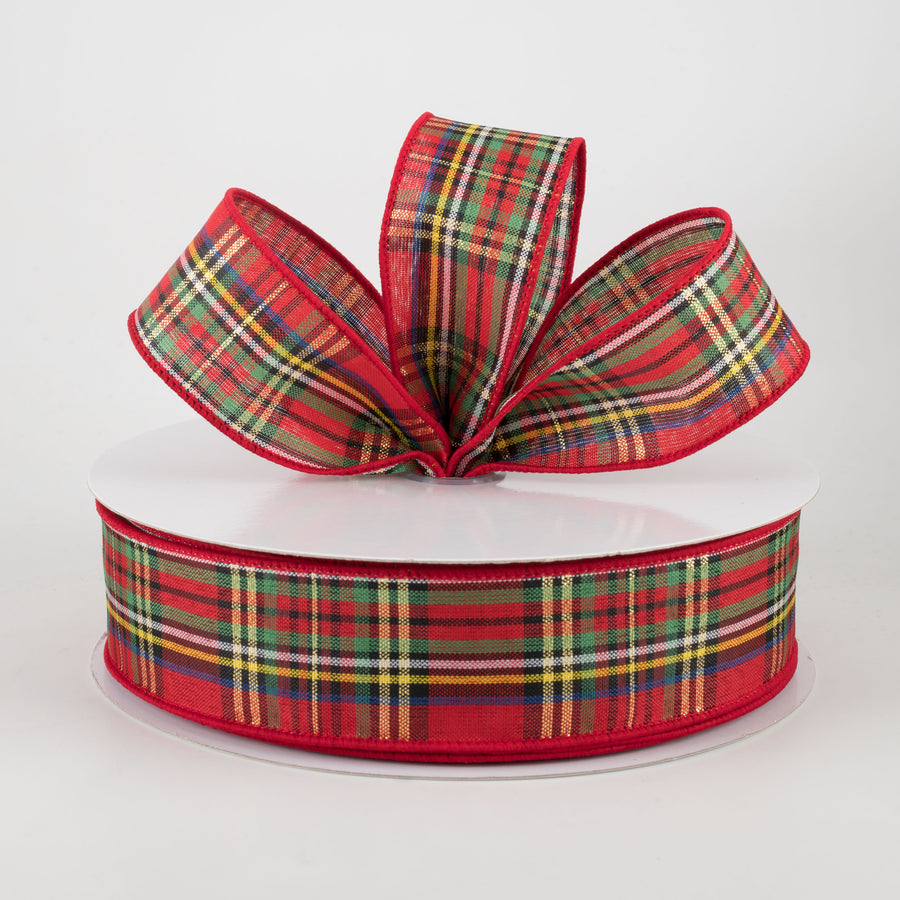 1.5" Traditional Red Tartan Plaid Ribbon (50 Yards)