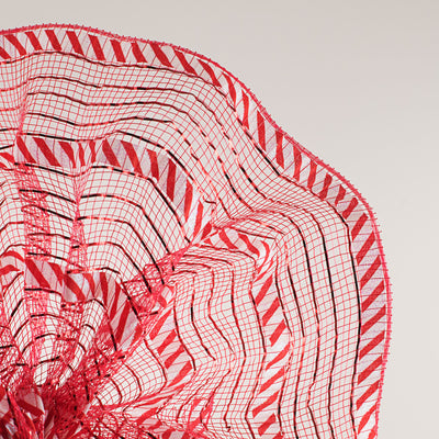 10" Patterned Mesh: Red Metallic & Candy Cane Print