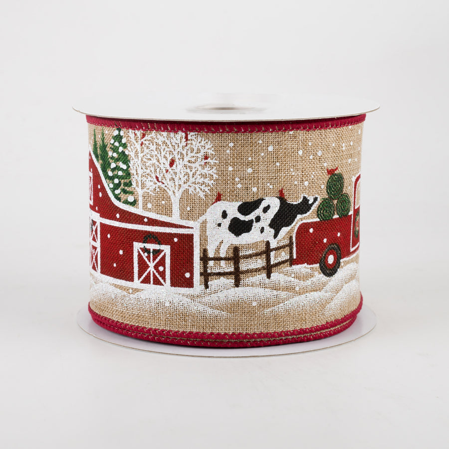 2.5" Christmas Truck on the Farm Ribbon (10 Yards)