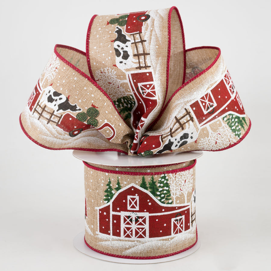 2.5" Christmas Truck on the Farm Ribbon (10 Yards)