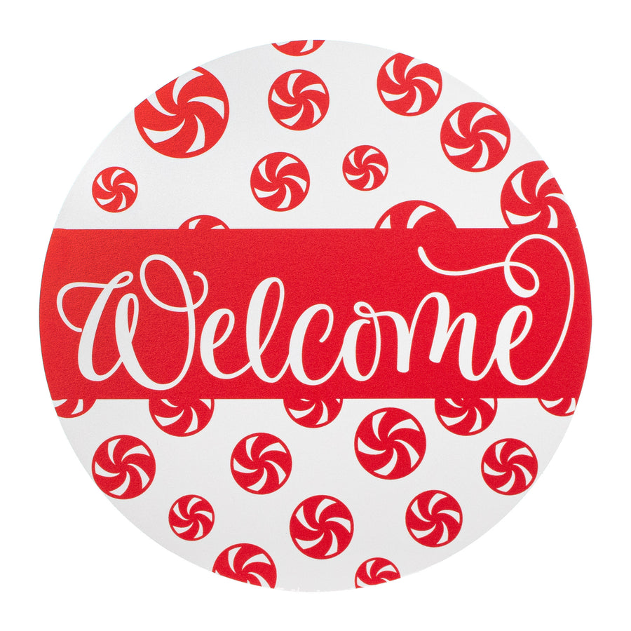 9.4" Round Waterproof Sign: Welcome Peppermints (No Holes)