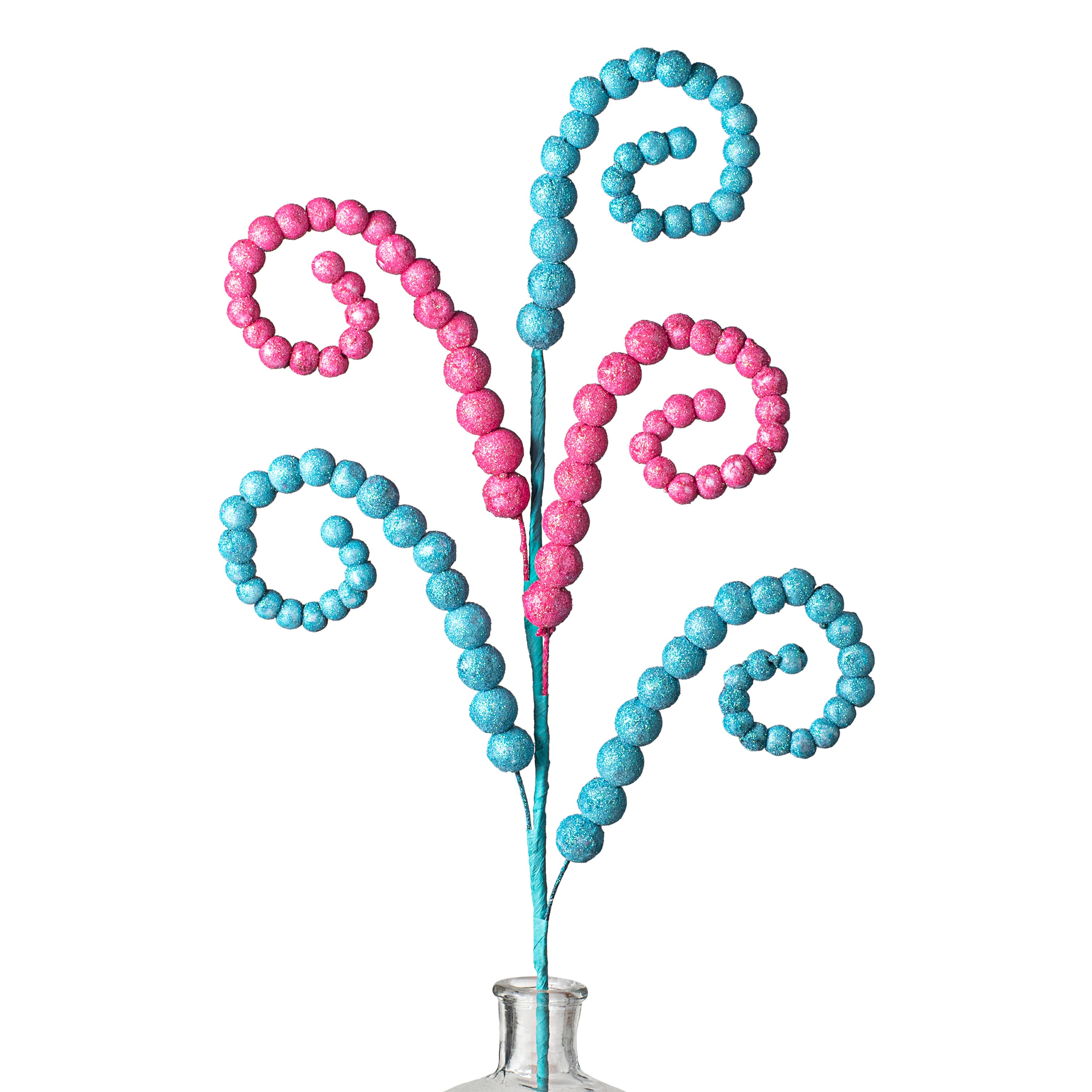 32" Curly Ball Spray: Pink & Blue