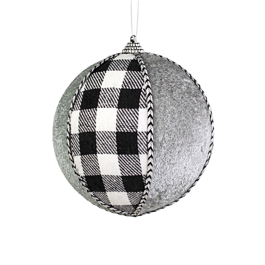 5" Gingham & Velvet Ball Ornament