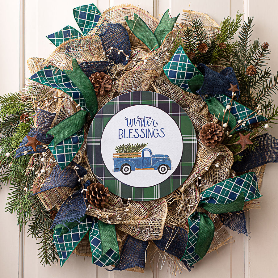10" Wreath Insert: Winter Blessings Truck