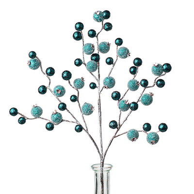 18" Glitter Pomegranate Berry Pick: Teal